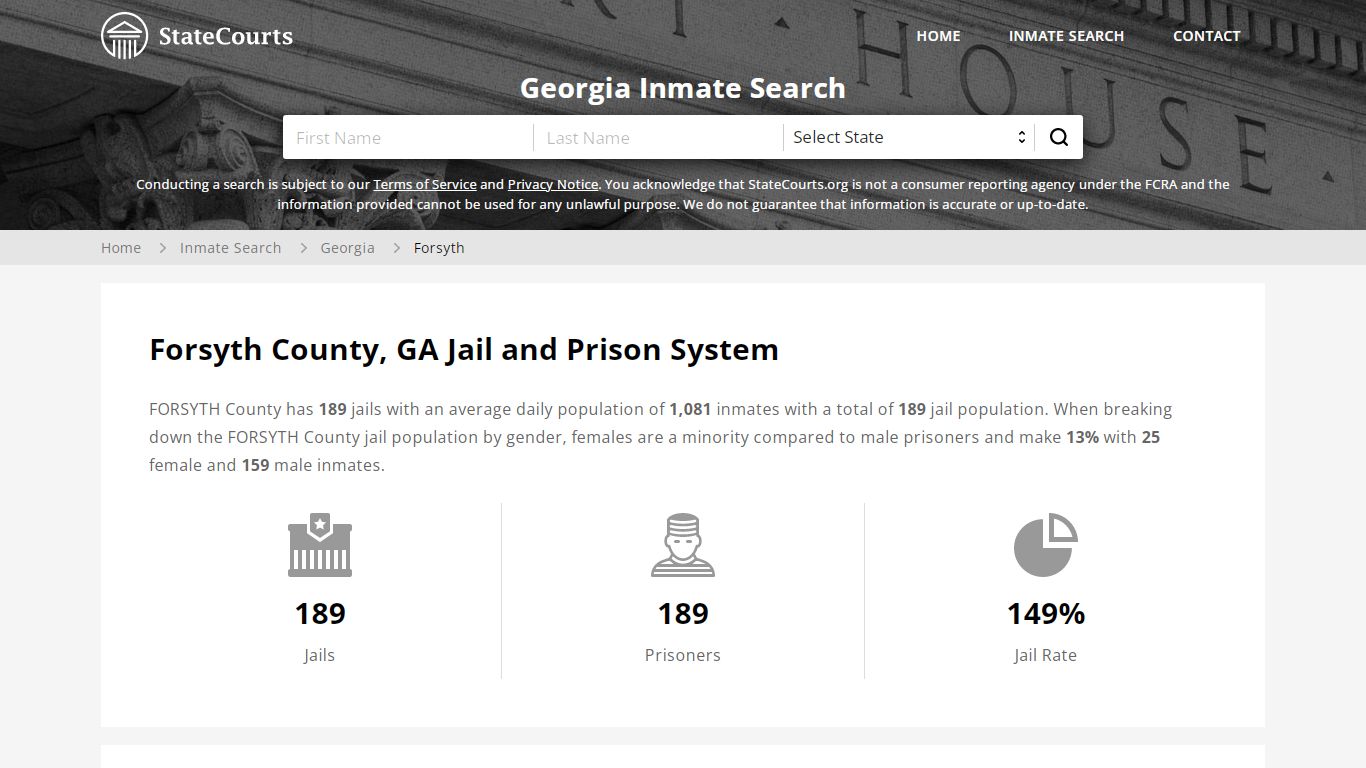 Forsyth County, GA Inmate Search - StateCourts