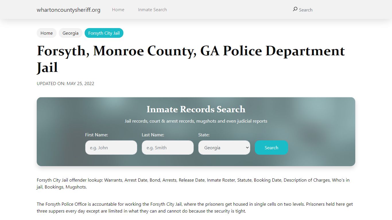 Forsyth, GA City Jail Inmates, Arrests